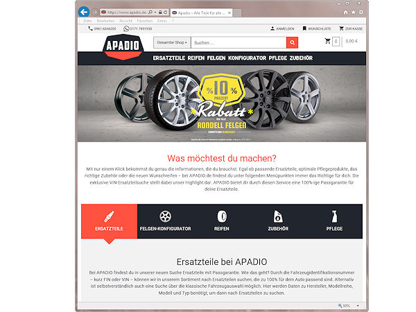B2C-Plattform „Apadio“ für Autoteile/Kfz-Zubehör vor dem Start