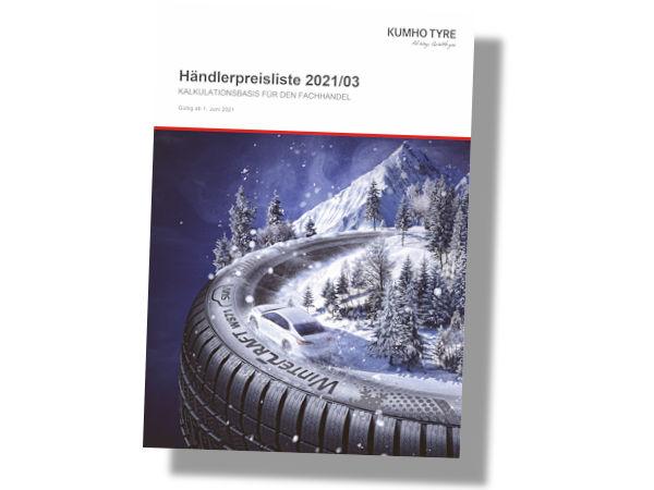 Kumhos neue, ab 1. Juni gültige KB-Liste 2021/03 soll in Kürze sowohl als gedruckte als auch digitale Version zur Verfügung stehen (Bild: Kumho Tire)