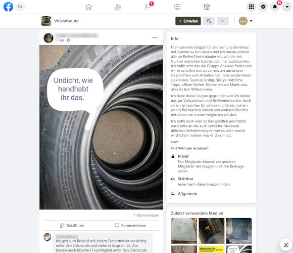 Die Mitglieder der geschlossenen Facebook-Gruppe Vulkaniseure treiben Barcodes im Bereich des Reifenwulstes aktuell ebenso um, wie ... (Bild: Screenshot)