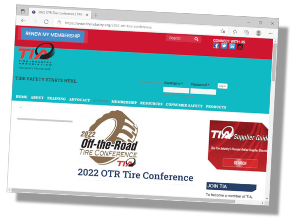 Registrierungen für die in Florida stattfindenden OTR-Konferenz der US-amerikanischen Tire Industry Association (TIA) sind über die Website unter www.tireindustry.org/2022-otr-tire-conference noch möglich (Bild: Screenshot)
