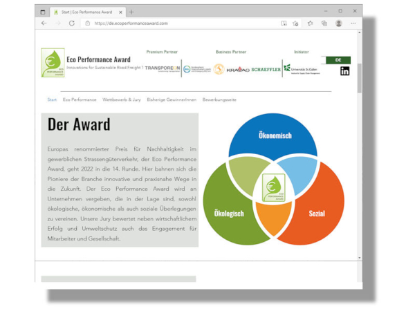 Mehr zum Eco Performance Award, der dieses Jahr bereits zum 14. Mal vergeben wird, finden Interessierte unter https://de.ecoperformanceaward.com/ im Web (Bild: Screenshot)