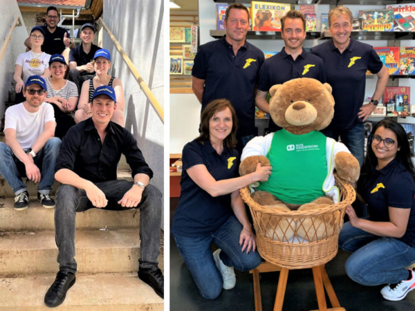 Dieses Jahr hat ein Goodyear-Team in Deutschland den Verein Montessori Hanau e.V. unterstützt (links), während Freiwillige des Herstellers in Österreich bei der Neugestaltung des Verkaufsraumes eines SOS-Kinderdorf-Shops halfen (Bilder: Goodyear)