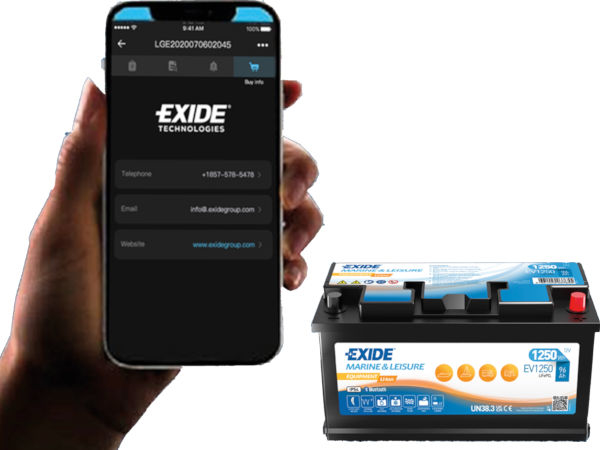 Mittels einer App sollen Nutzer die vollständige Kontrolle über die wichtigsten Funktionen und das Leistungsniveau der neuen Exide-Batterien der Marine & Leisure“ genannten Produktlinie an Versorgerbatterien für den Freizeitsektor haben (Bild: Exide)