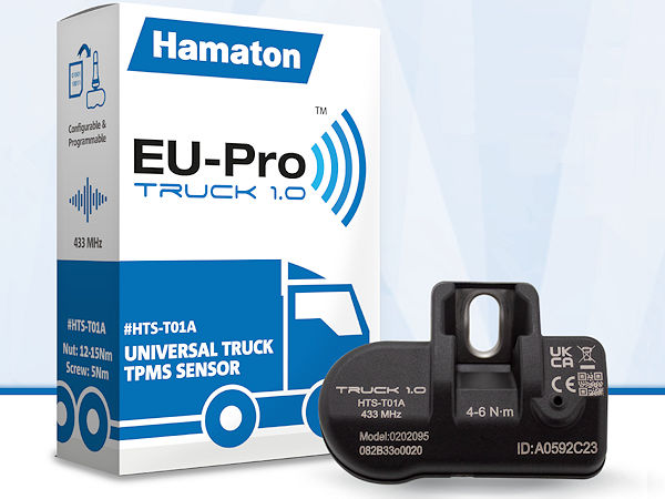 Als „kostengünstige Lösung für den Austausch von Erstausrüstersensoren“ beschreibt Hamaton seine „EU-Pro Truck 1.0“ genannten RDKS-Sensoren für schwere Nutzfahrzeuge (Bild: Hamaton)