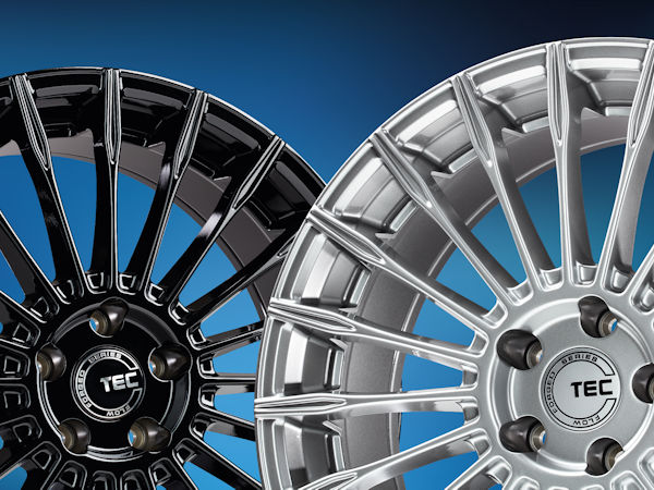 Ab dem kommenden Frühjahr soll das neue Rad „GT5 Flowforged“ der Gewe-Marke Tec Speedwheels in den Farbausführungen Schwarz Glanz und Hyper-Silber verfügbar sein (Bild: Gewe)