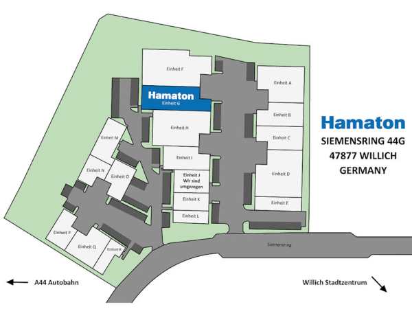 Durch den Umzug der Hamaton GmbH von Einheit J nach Einheit G innerhalb desselben Gebäudekomplexes wie bisher soll es zu keinerlei Unterbrechungen hinsichtlich der Dienstleistungen oder Lieferungen des Anbieters kommen (Bild: Hamaton)