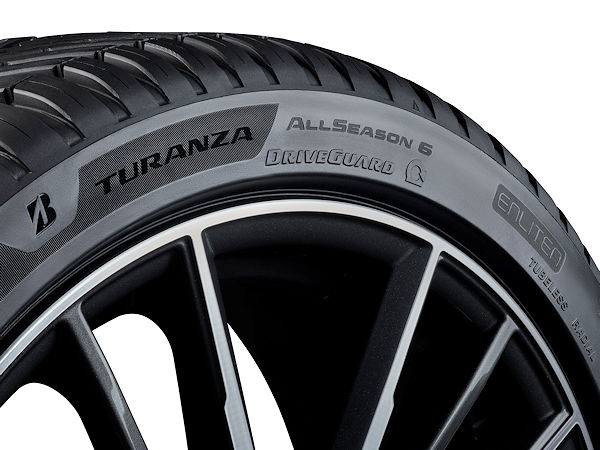 Erhältlich sein wird Bridgestones „Turanza All Season“ mit „DriveGuard“ in 20 der meistverkauften Größen von 16 bis 19 Zoll, wobei ab September zunächst 18 Größen auf den Markt kommen und die verbleibenden zwei im Januar 2025 eingeführt werden sollen (Bild: Bridgestone)