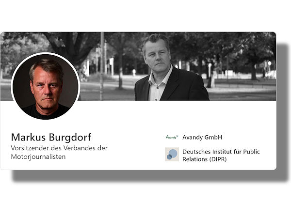 Die Mitglieder des Verbandes der Motorjournalisten haben Markus Burgdorf zu ihrem neuen Vorsitzenden gewählt (Bild: LinkedIn/Screenshot)