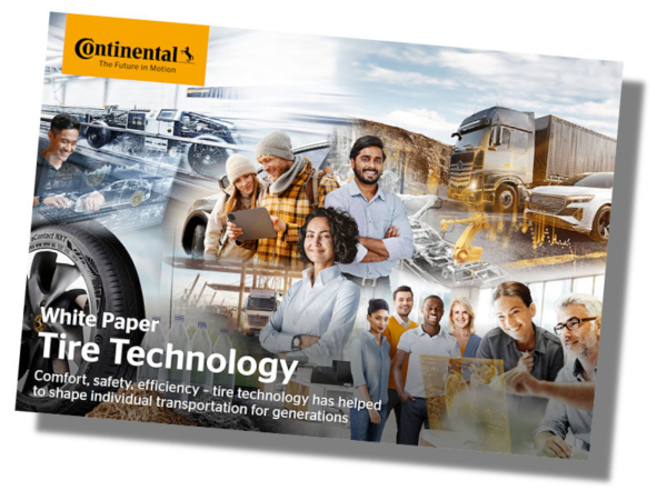 Auf 32 Seiten zeichnet das neueste Conti-Whitepaper „Tire Technology“ in englischer Sprache die wesentlichen Entwicklungsschritte vom einfachen Gummiprodukt hin zum zentralen Bestandteil der Fahrzeugtechnik nach (Bild: Continental)