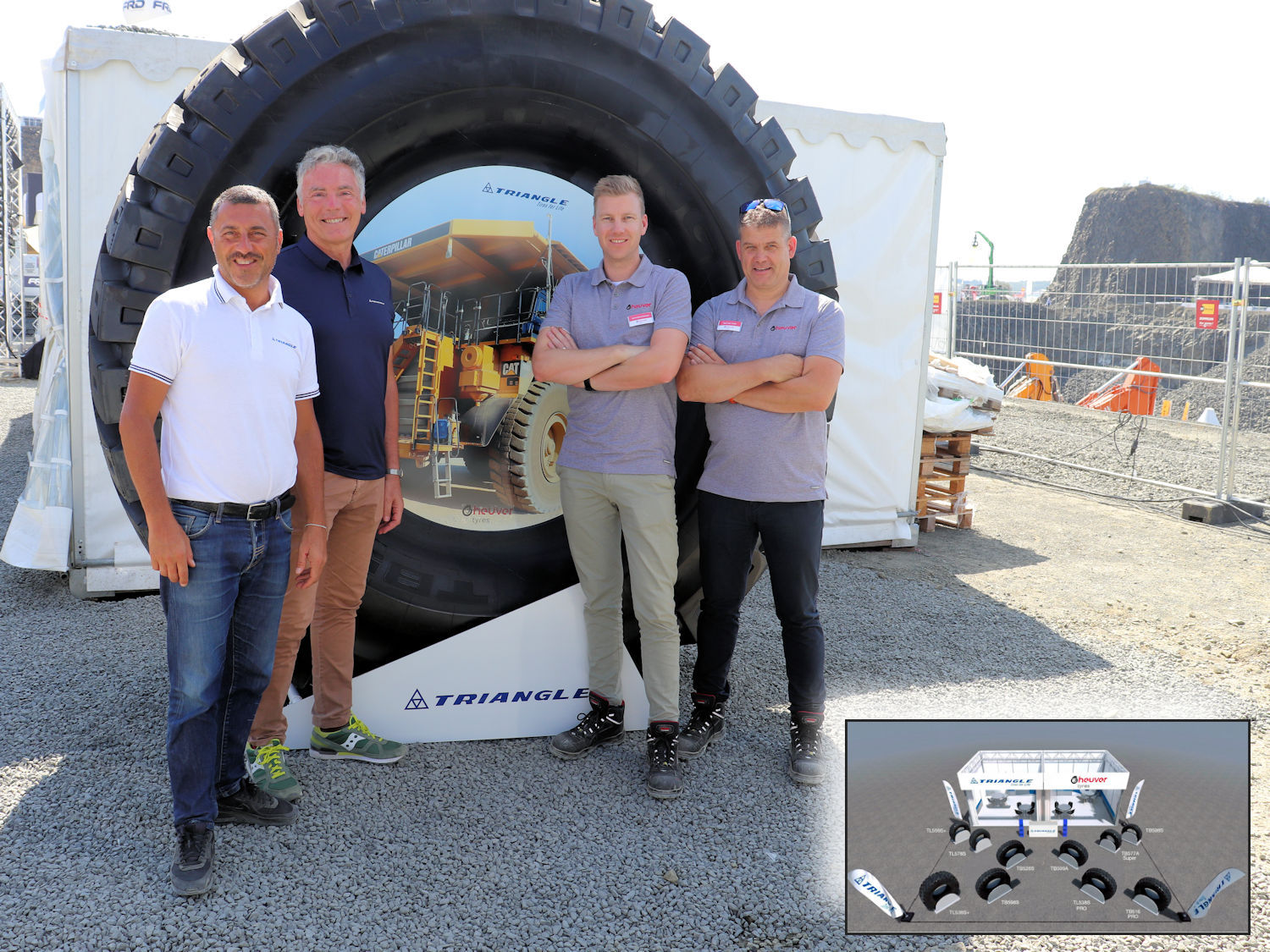 Wollen auch auf der kommenden Steinexpo-Messe wieder gemeinsam auftreten: Hersteller Triangle Tyre und Vertriebspartner Heuver Banden (großes Bild: NRZ/Arno Borchers; kleines: Triangle Tyre)